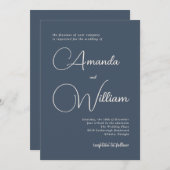 Modern Simimity Navy Blue Wedding Kaart (Voorkant / Achterkant)