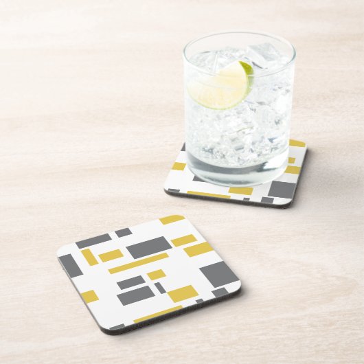 Modern, simpel, cool geometric yellow gray pattern bier onderzetter (Rechterzijde)