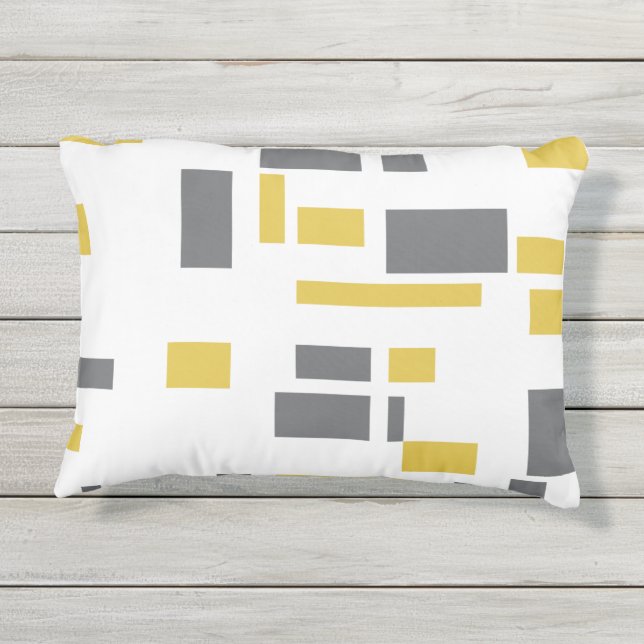 Modern, simpel, cool geometric yellow gray pattern buitenkussen (Achterkant)