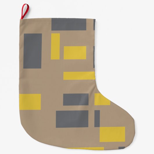 Modern, simpel, cool geometric yellow gray pattern grote kerstsok (Voorkant)