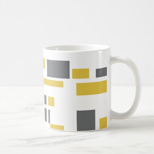 Modern, simpel, cool geometric yellow gray pattern koffiemok (Rechts)