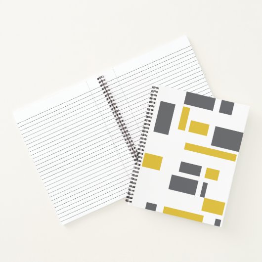 Modern, simpel, cool geometric yellow gray pattern notitieboek (Binnen)