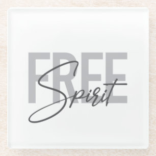 Modern, simpel, cool typography of Free Spirit Glazen Onderzetter