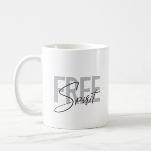 Modern, simpel, cool typography of Free Spirit Koffiemok