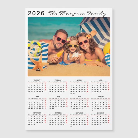Modern Simple 2026 Calendar One Photo Magnet (Voorkant)