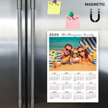 Modern Simple 2026 Calendar One Photo Magnet