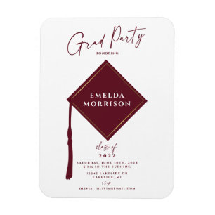Modern Simple 2 Photo Burgundy Graduparty Magneet