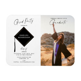 Modern Simple 2 Photo Graduation Party Invitation Magneet