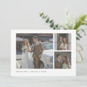Modern Simple 3-Photo Custom Wedding Bedankkaart (Staand voorkant)