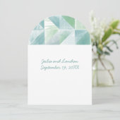 Modern Simple Abstract Blue en Mint Wedding Kaart (Staand voorkant)