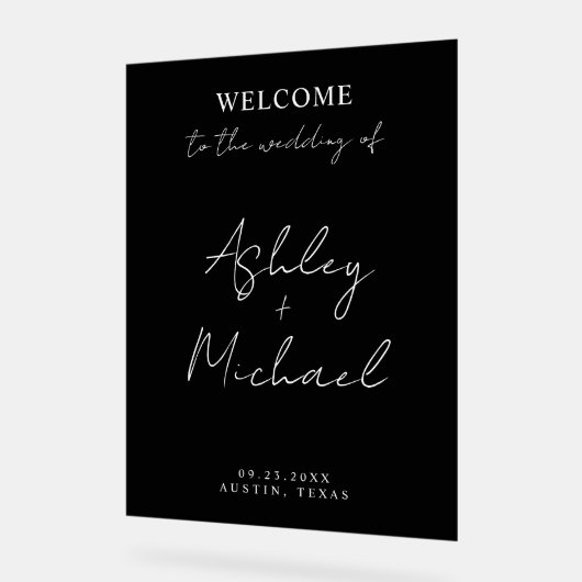 Modern Simple Acrylic Wedding Welcome Sign (Angle)