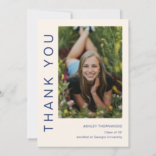 Modern Simple Afstuderen Photo Afstuderen Bedankkaart (Voorkant)
