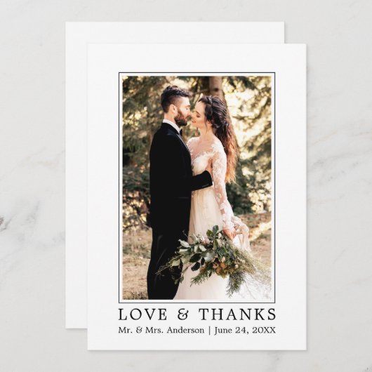 Modern Simple Amour et Merci photo Mariage (Devant / Derrière)