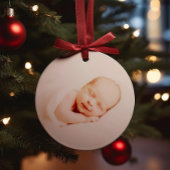 Modern Simple Baby First Christmas Baby Photo Keramisch Ornament