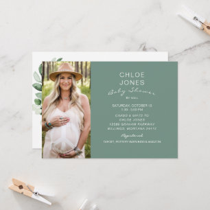 Modern Simple Baby shower by Mail Photo Sage Kaart