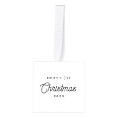 Modern Simple Baby's Eerste Kerstmis Drie Foto Kubus Ornament (Voorkant)