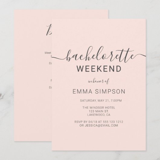 Modern Simple Bachelorette Weekend Kaart (Voorkant / Achterkant)