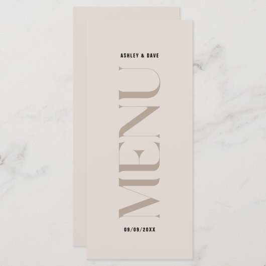 Modern Simple Beige Edge Wedding Menu (Voorkant / Achterkant)