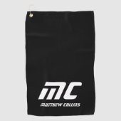 Modern Simple Black and White Masculine Monogram Golfhanddoek (Voorkant)
