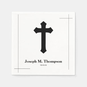 Modern Simple Black Cross First Heilige Communie Servet