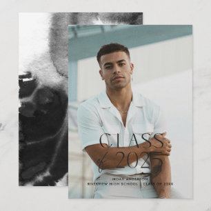 Modern Simple Black Photo Afstuderen aangekondigd Kaart