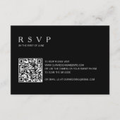 Modern Simple Black Photo QR Code Weddenschap RSVP Kaartje (Voorkant)
