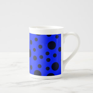 Modern Simple Black polka dot on Blue pattern Porselein Kop