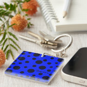 Modern Simple Black polka dot on Blue pattern Sleutelhanger (Voorkant Rechts)