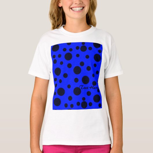 Modern Simple Black polka dot on Blue pattern T-shirt (Voorkant)