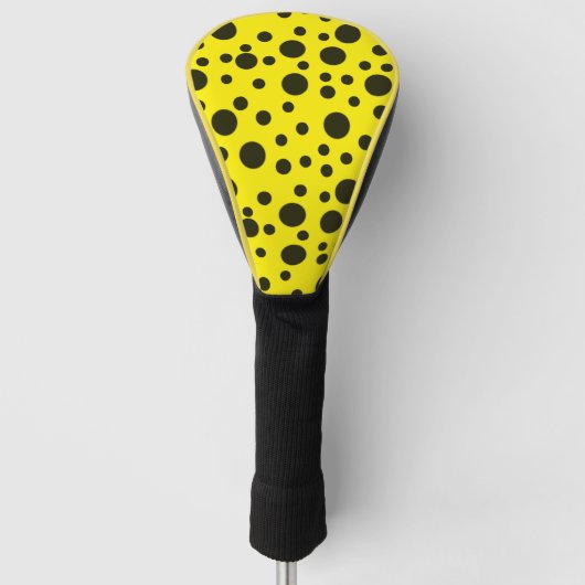 Modern Simple Black polka dot yellow pattern Golfheadcover (Voorkant)