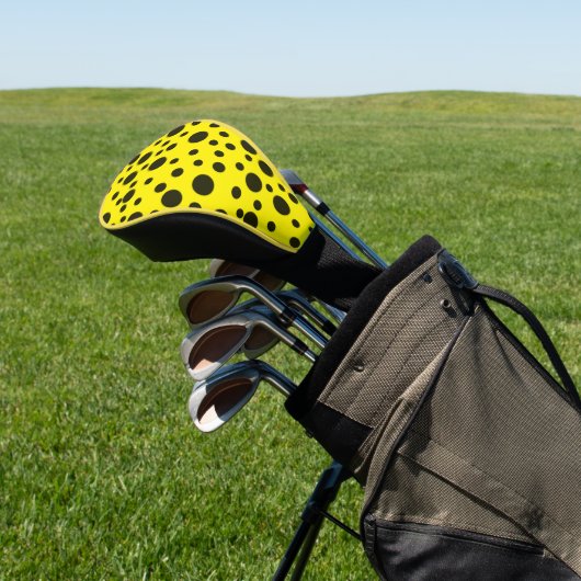 Modern Simple Black polka dot yellow pattern Golfheadcover (Insitu)