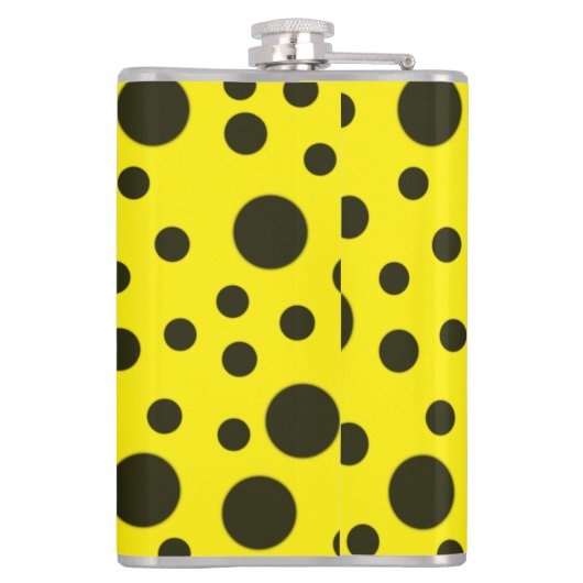 Modern Simple Black polka dot yellow pattern Heupfles (Achterkant)