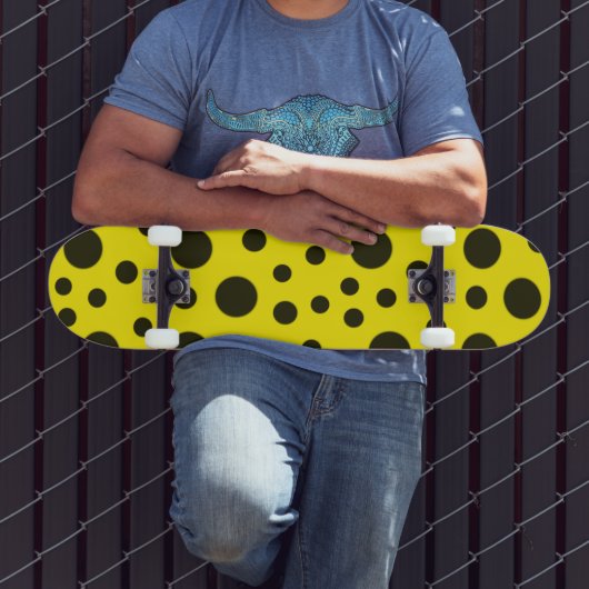 Modern Simple Black polka dot yellow pattern Skateboard (Buiten 3)
