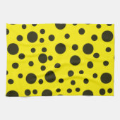 Modern Simple Black polka dot yellow pattern Theedoek (Horizontaal)