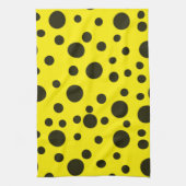 Modern Simple Black polka dot yellow pattern Theedoek (Verticaal)