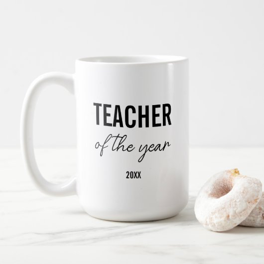 Modern Simple Black Script Personalized Teacher Koffiemok (Met donut)