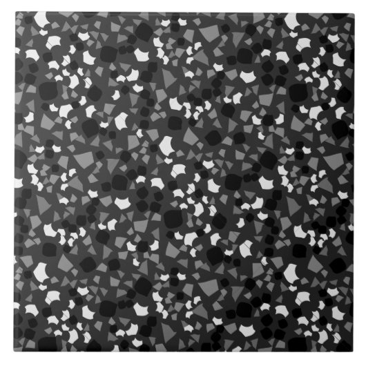 Modern Simple Black Terrazzo White Tegel Tegeltje (Voorkant)