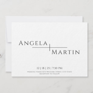 Modern Simple Black Wedding Invitation Kaart