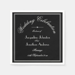 Modern Simple Black & White Custom Wedding Napkins Servet