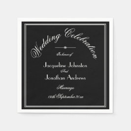 Modern Simple Black & White Custom Wedding Napkins Servet