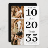 Modern Simple Black White Date Three Photo Wedding Save The Date (Voorkant / Achterkant)