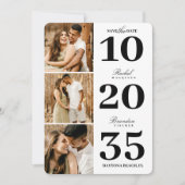 Modern Simple Black White Date Three Photo Wedding Save The Date (Voorkant)