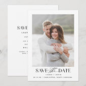 Modern Simple Black & White Photo Wedding Save The Date (Voorkant / Achterkant)