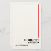 Modern Simple Black White Trendy Minimalist Plain Briefpapier (Voorkant / Achterkant)