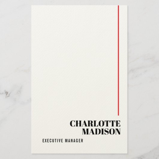 Modern Simple Black White Trendy Minimalist Plain Briefpapier (Voorkant)