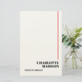 Modern Simple Black White Trendy Minimalist Plain Briefpapier (Staand voorkant)