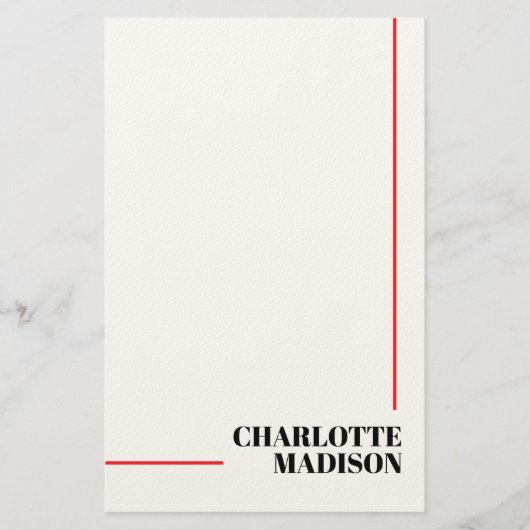 Modern Simple Black White Trendy Minimalist Plain  Briefpapier (Voorkant)