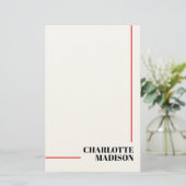 Modern Simple Black White Trendy Minimalist Plain  Briefpapier (Staand voorkant)