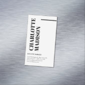 Modern Simple Black White Trendy Minimalist Plain  Magnetisch Visitekaartje (Voorbeeld)
