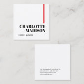 Modern Simple Black White Trendy Minimalist Plain  Vierkante Visitekaartje (Voorkant / Achterkant)